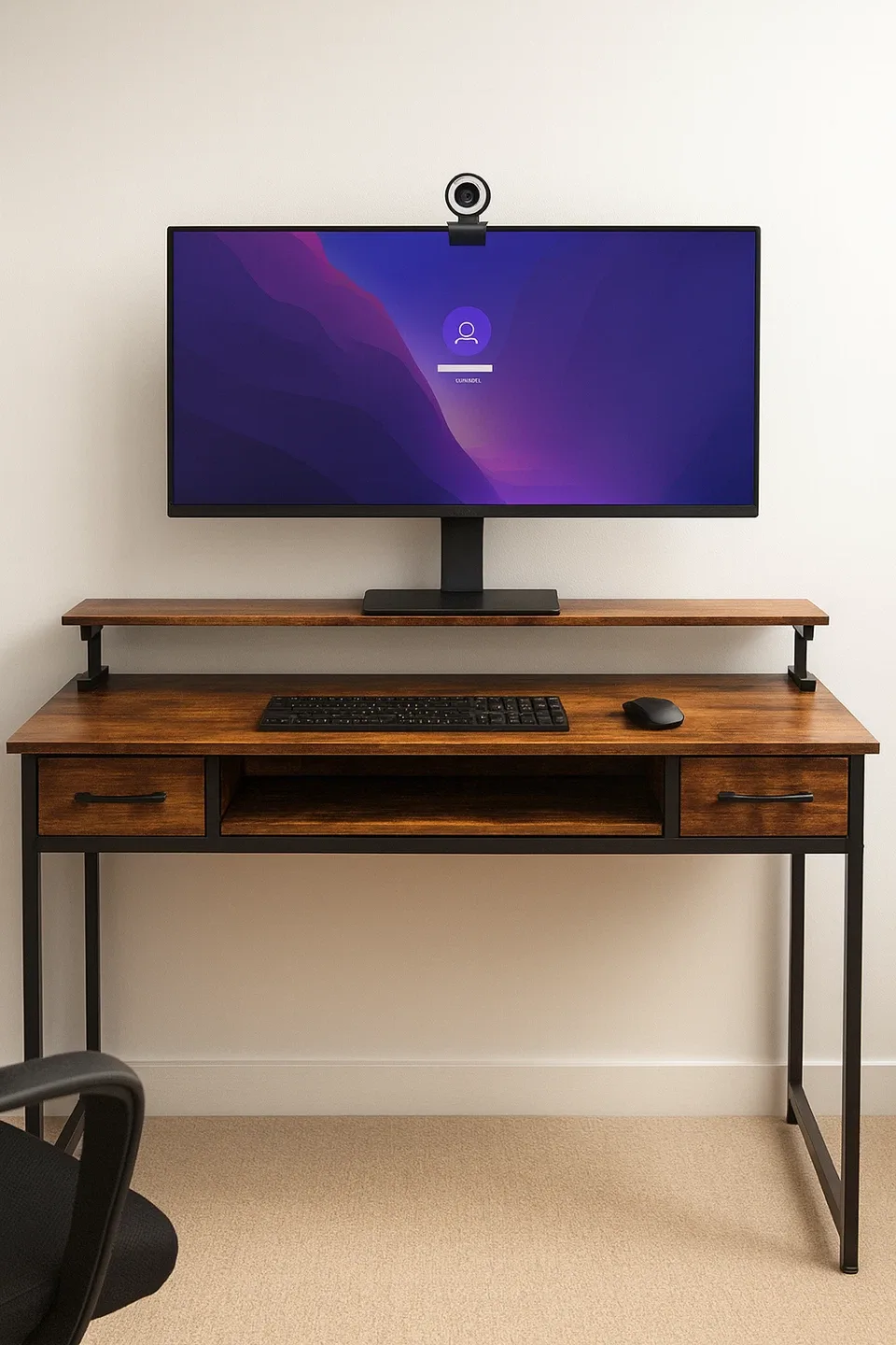 Dual-Monitor Desk w/ Shelf + Storage — Clean Minimal Look image indicator(2)