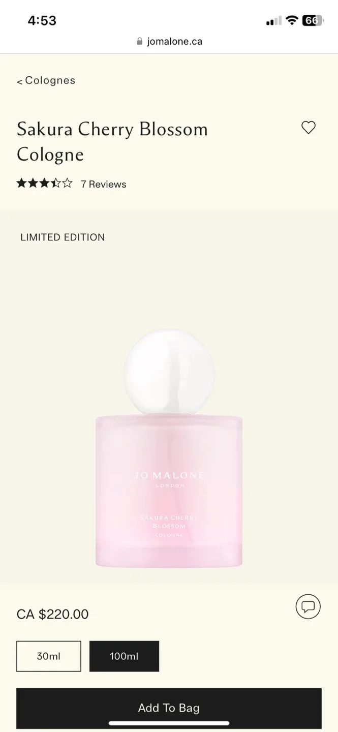 Jo Malone Sakura Cherry Blossom Cologne 100ml