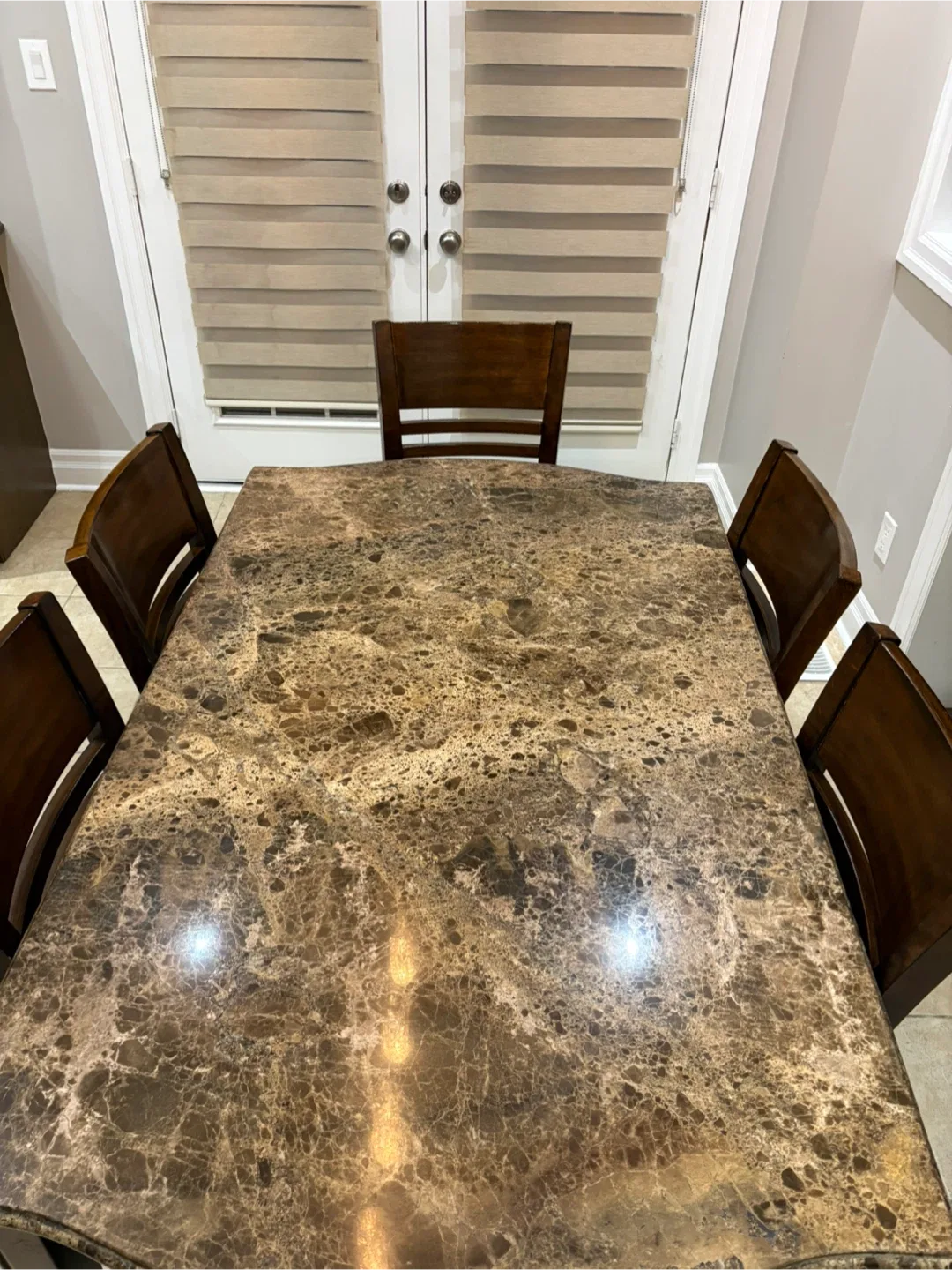 Dining Table with 6 Chairs - Brown Marble image indicator(2)