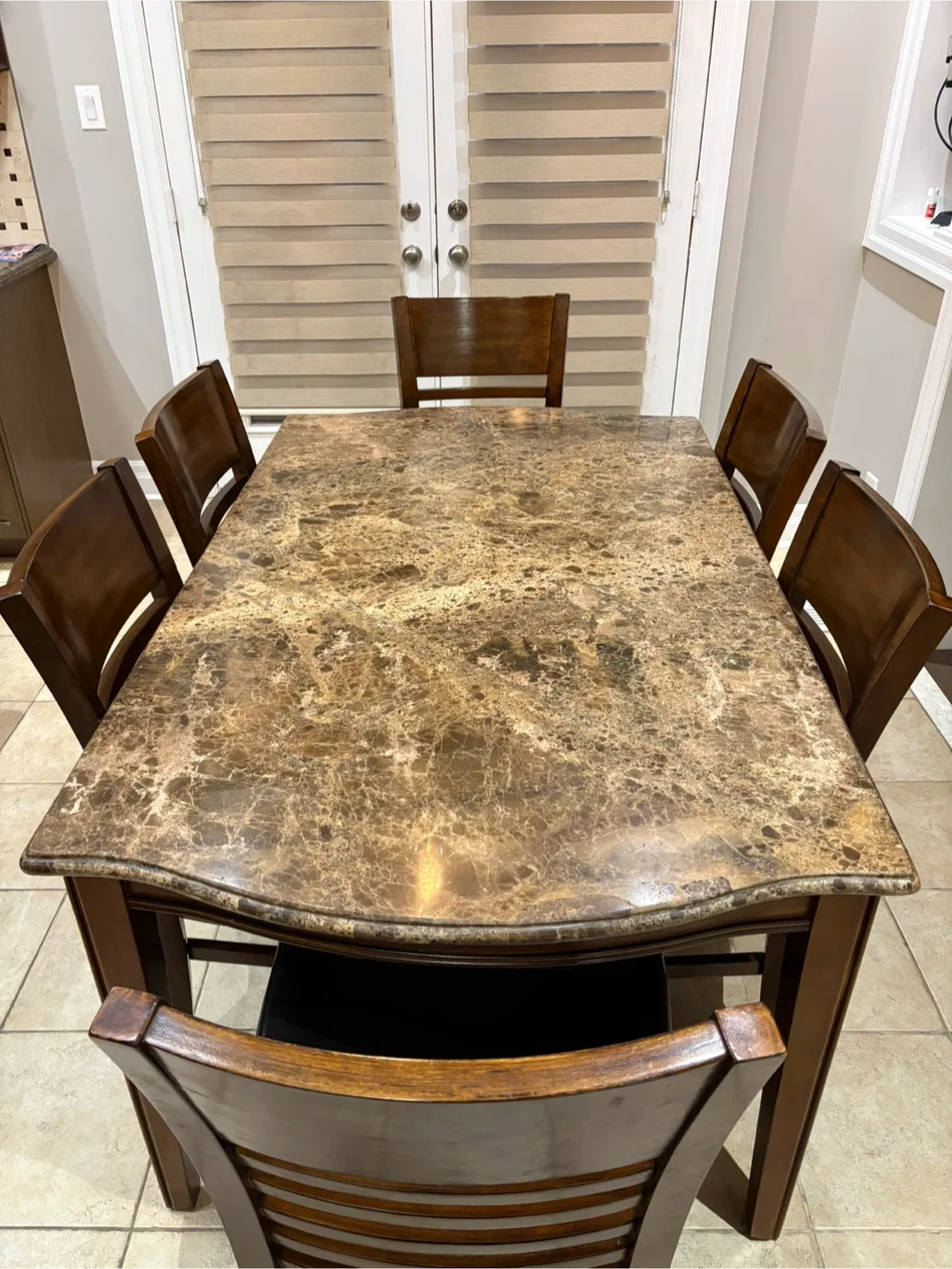 Dining Table with 6 Chairs - Brown Marble image indicator(4)