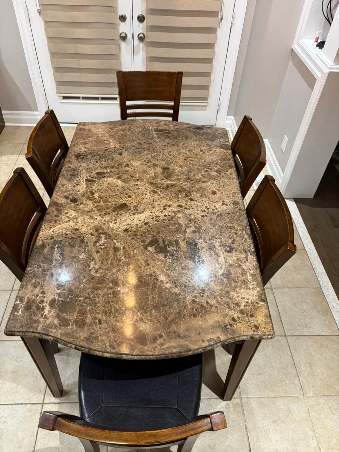 Dining Table with 6 Chairs - Brown Marble image indicator(3)