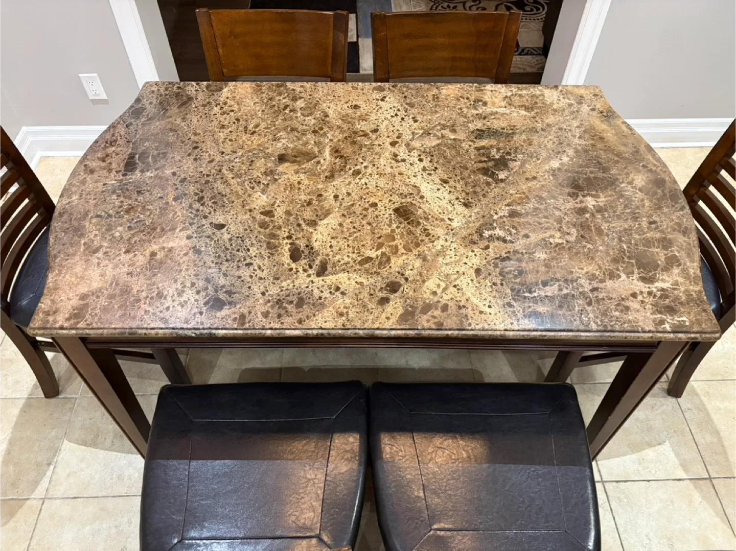 Dining Table with 6 Chairs - Brown Marble image indicator(8)
