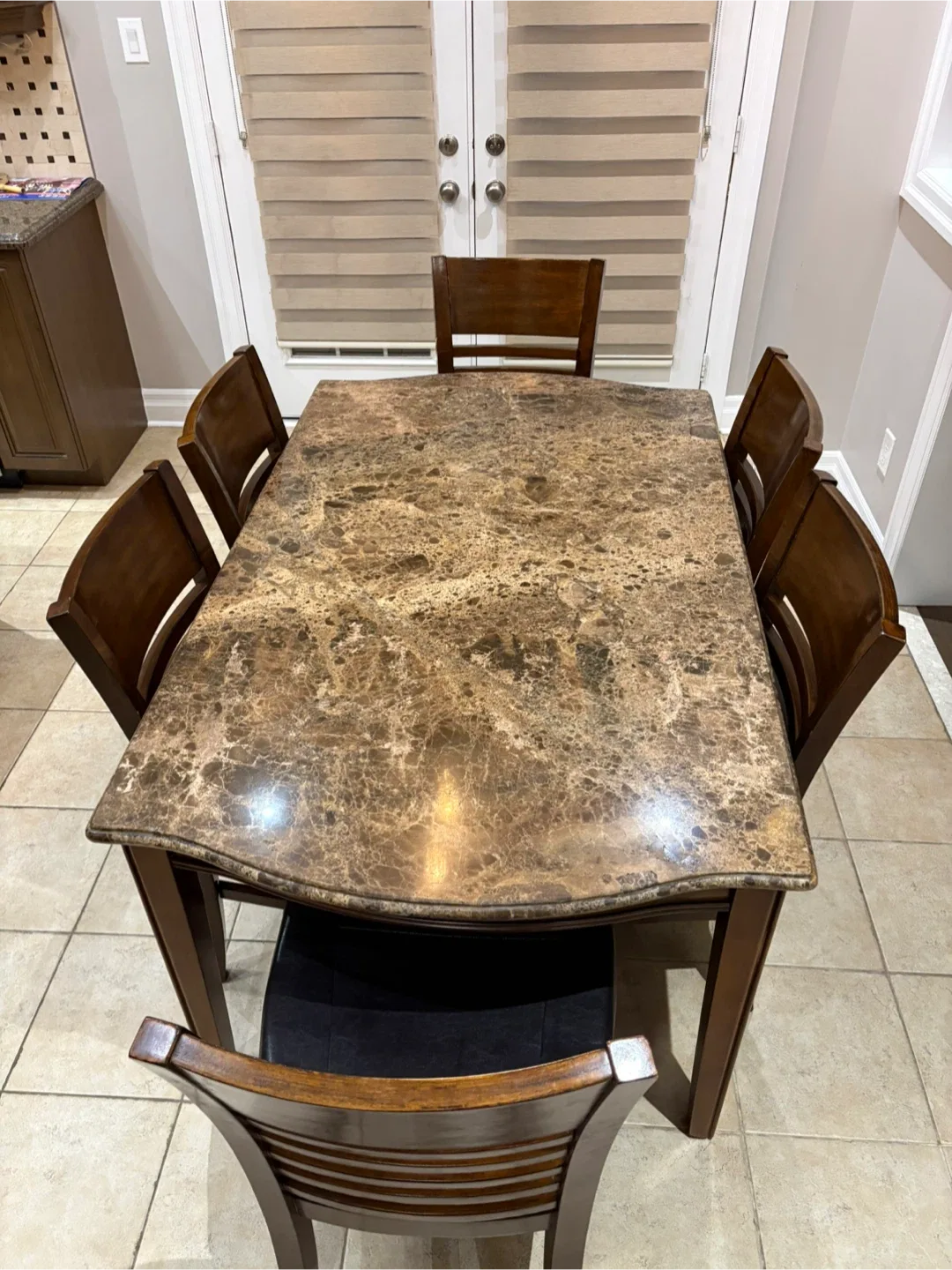 Dining Table with 6 Chairs - Brown Marble image indicator(9)