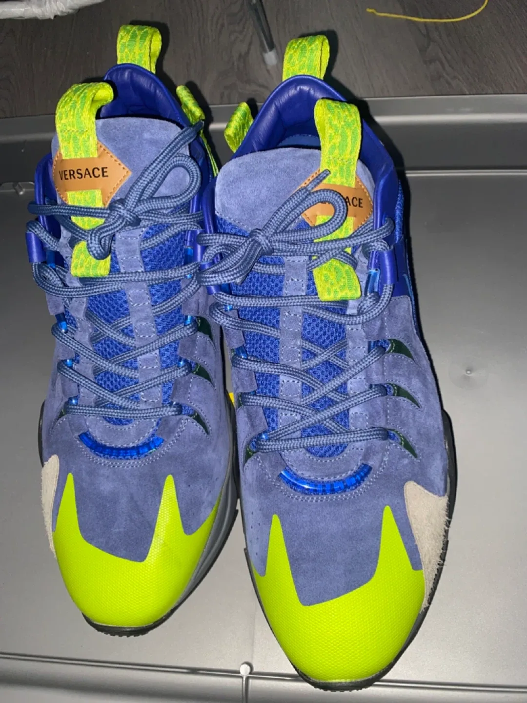 Versace Men's Suede Sneakers, Blue & Green