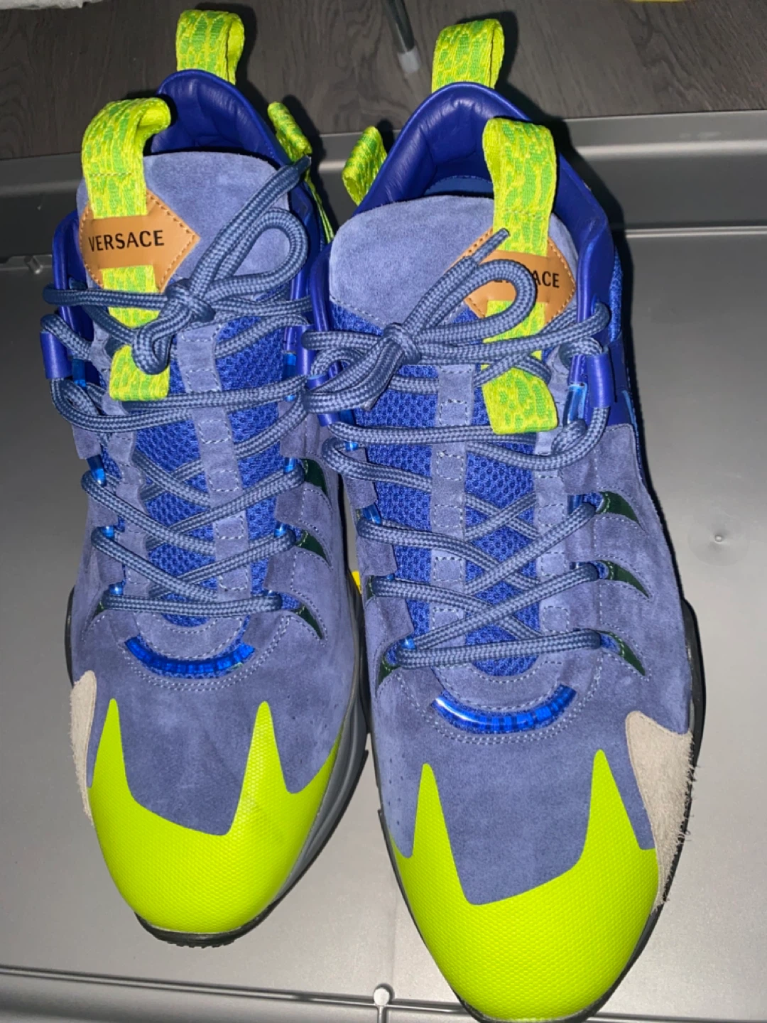 Versace Men's Suede Sneakers, Blue & Green - photo 2