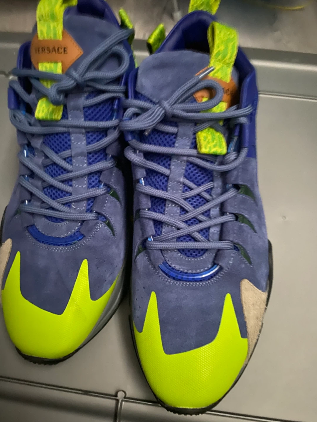 Versace Men's Suede Sneakers, Blue & Green - photo 3