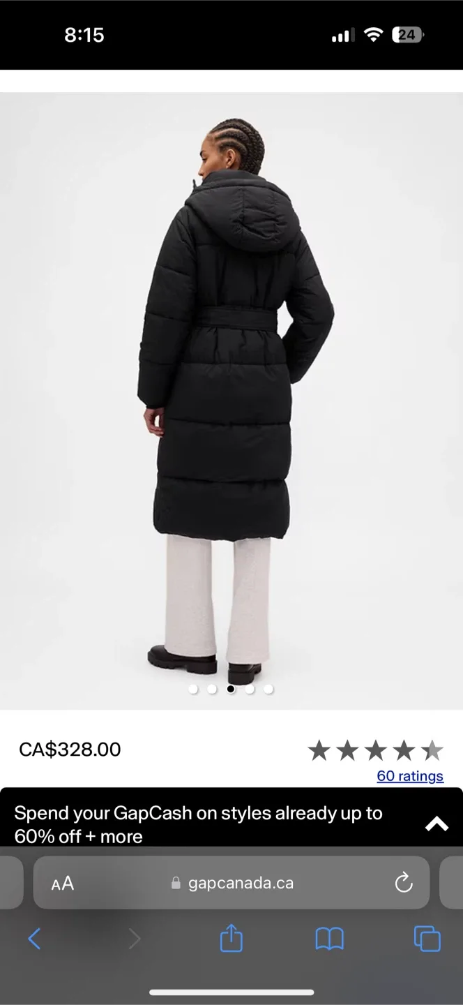 GAP Water Repellent Puffer Coat - Size M