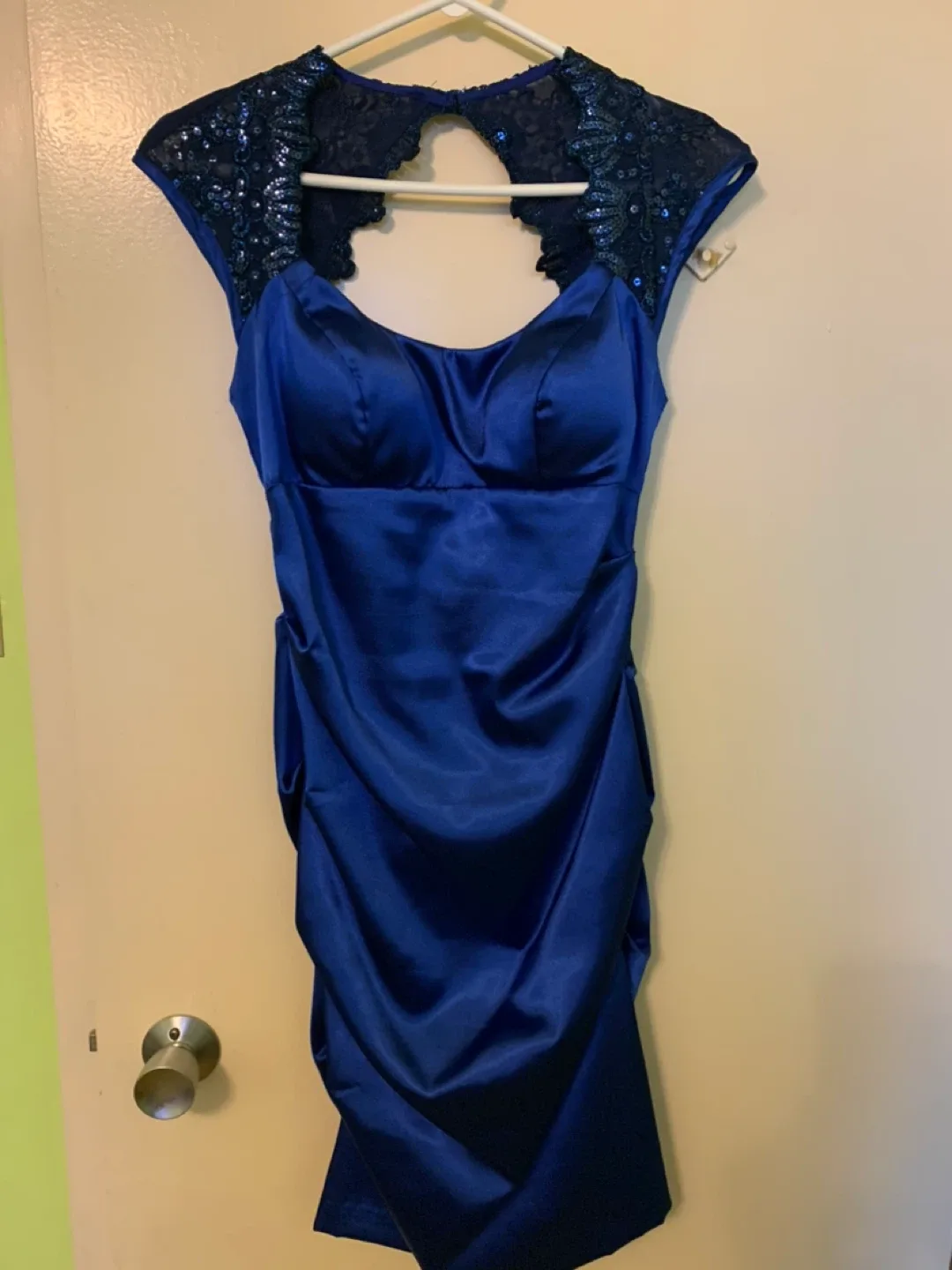 Blue Dress with Lace Detail