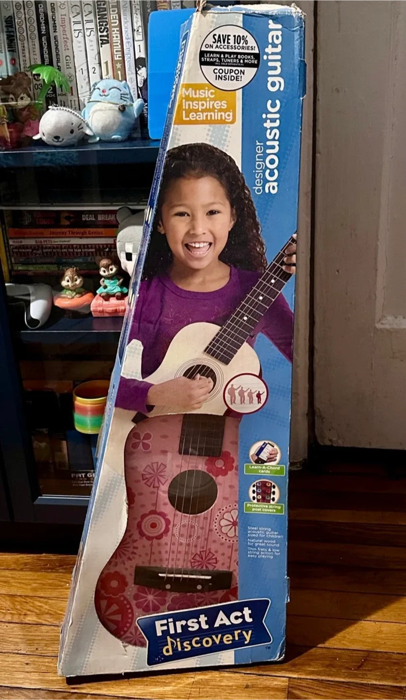 First Act Discovery Acoustic Guitar - Pink Floral Design