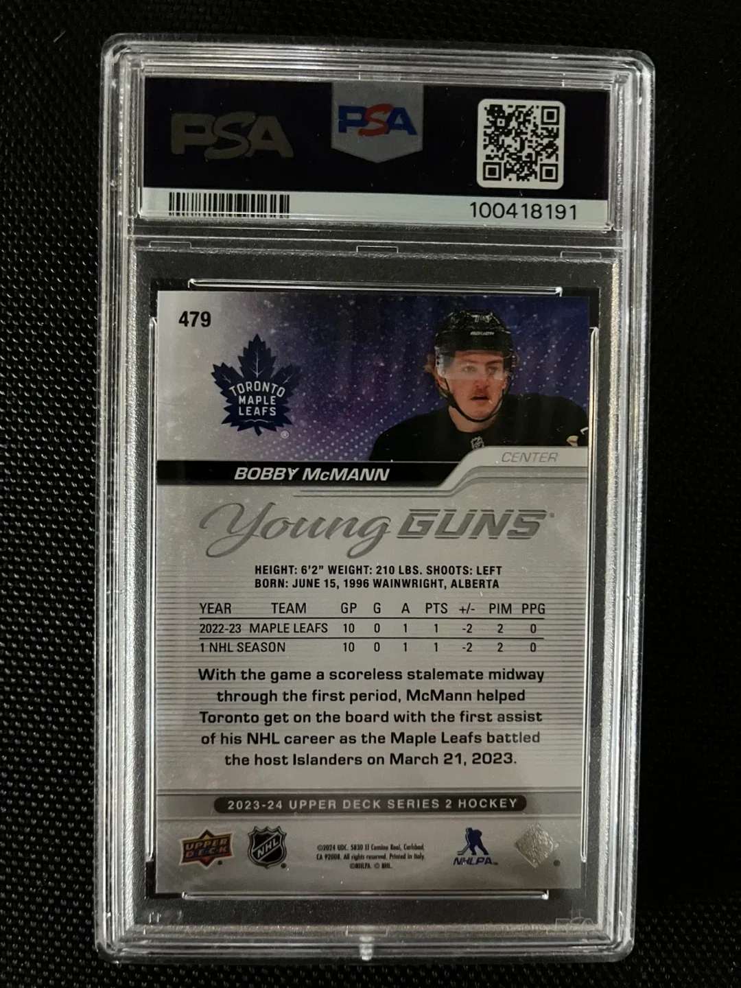 2023 Upper Deck Bobby McMann Young Guns PSA 10 image indicator(2)