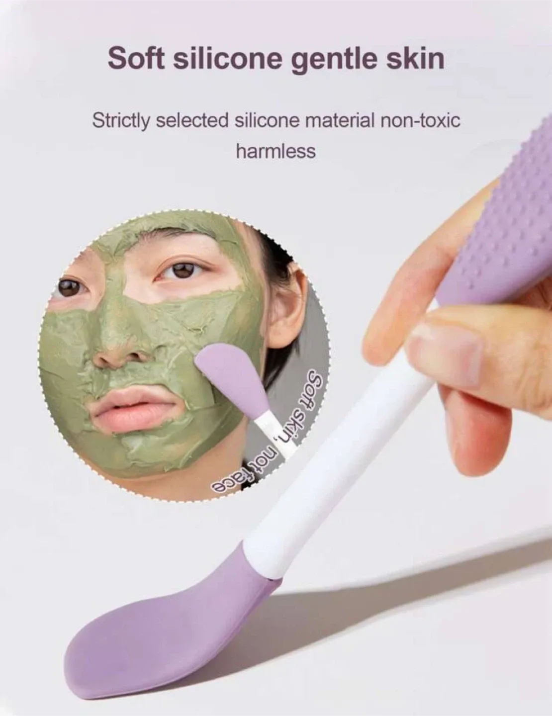 Double head silicone face mask brush , massager , spatula image indicator(2)