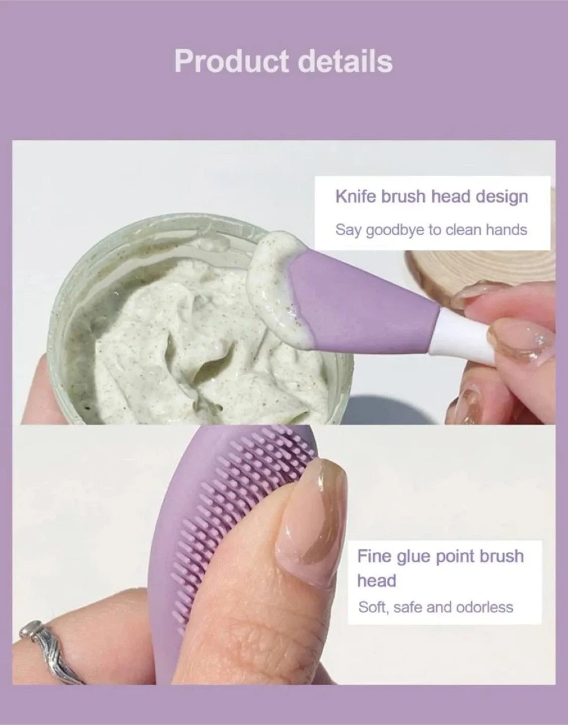 Double head silicone face mask brush , massager , spatula image indicator(4)