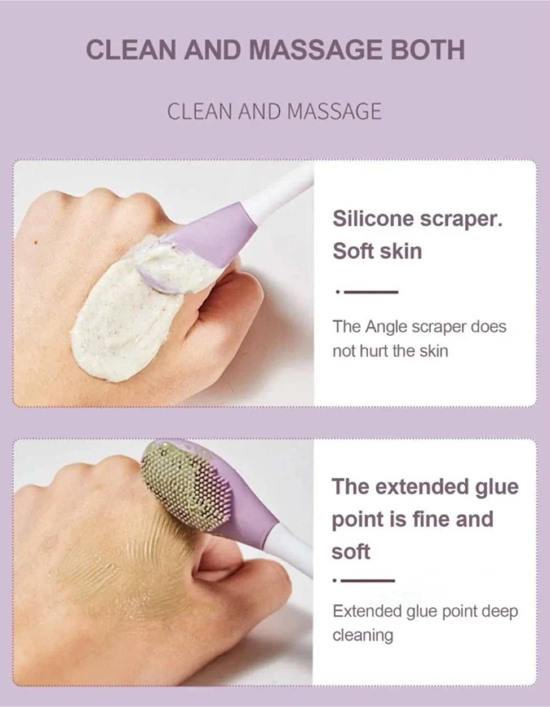 Double head silicone face mask brush , massager , spatula image indicator(8)