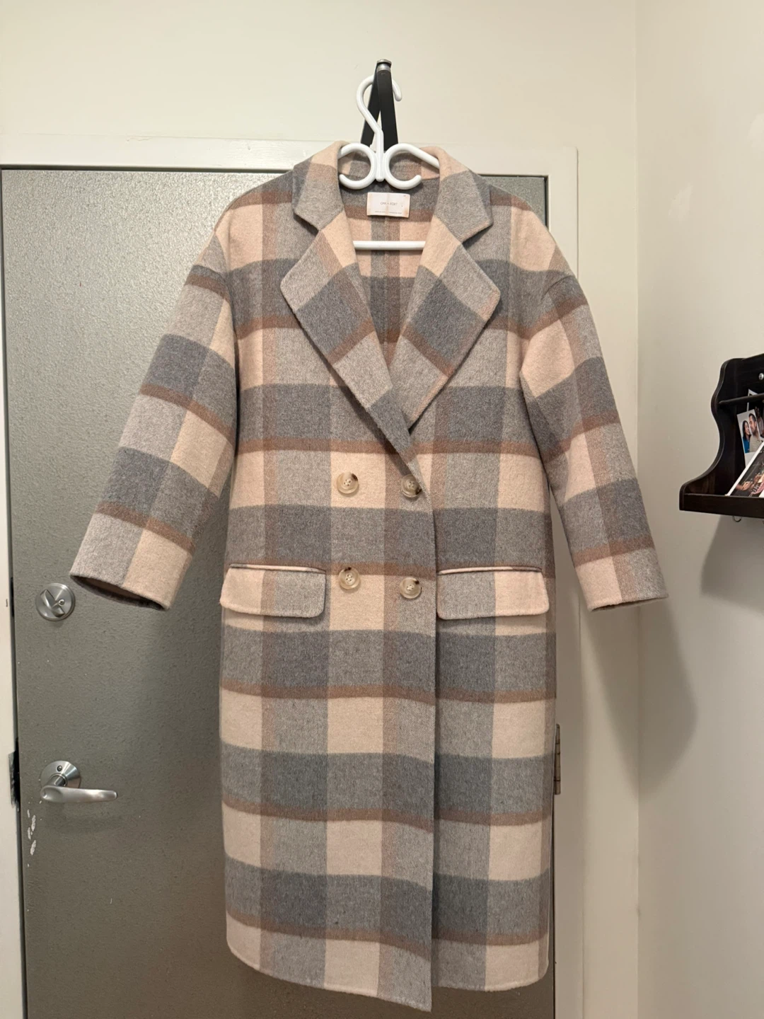 Oak + Fort Plaid Wool Blend Coat - Size S