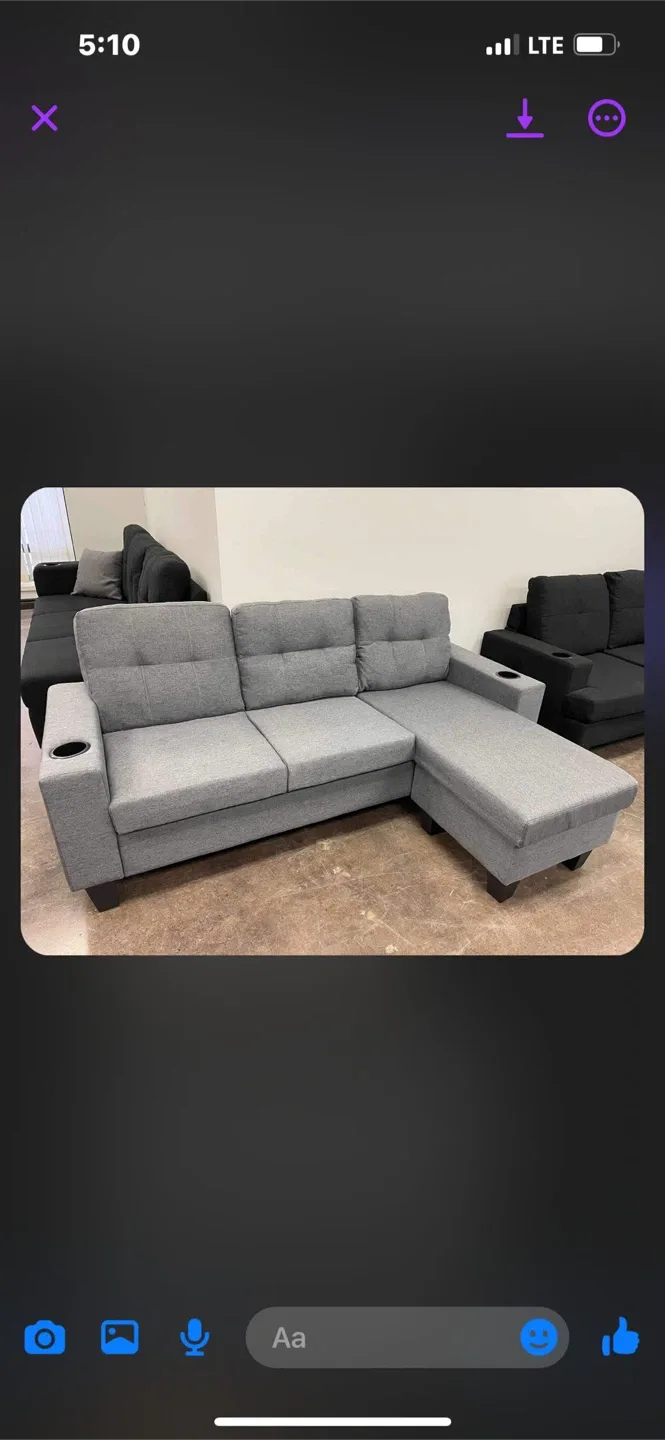 Grey Sectional Sofa with Chaise Lounge