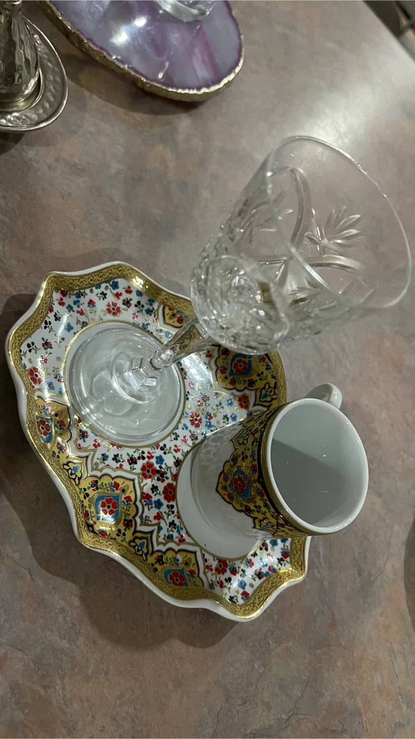 Vintage Turkish Coffee Set - Floral Design