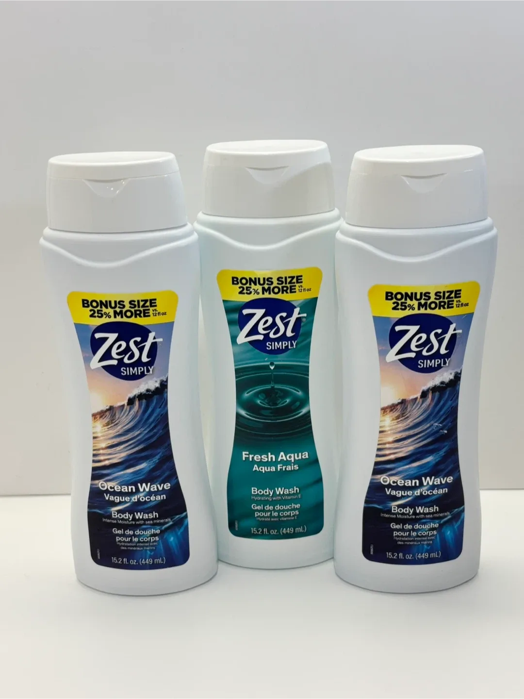 Body Wash Zest Simply (Ocean Wave & Aqua Frais)