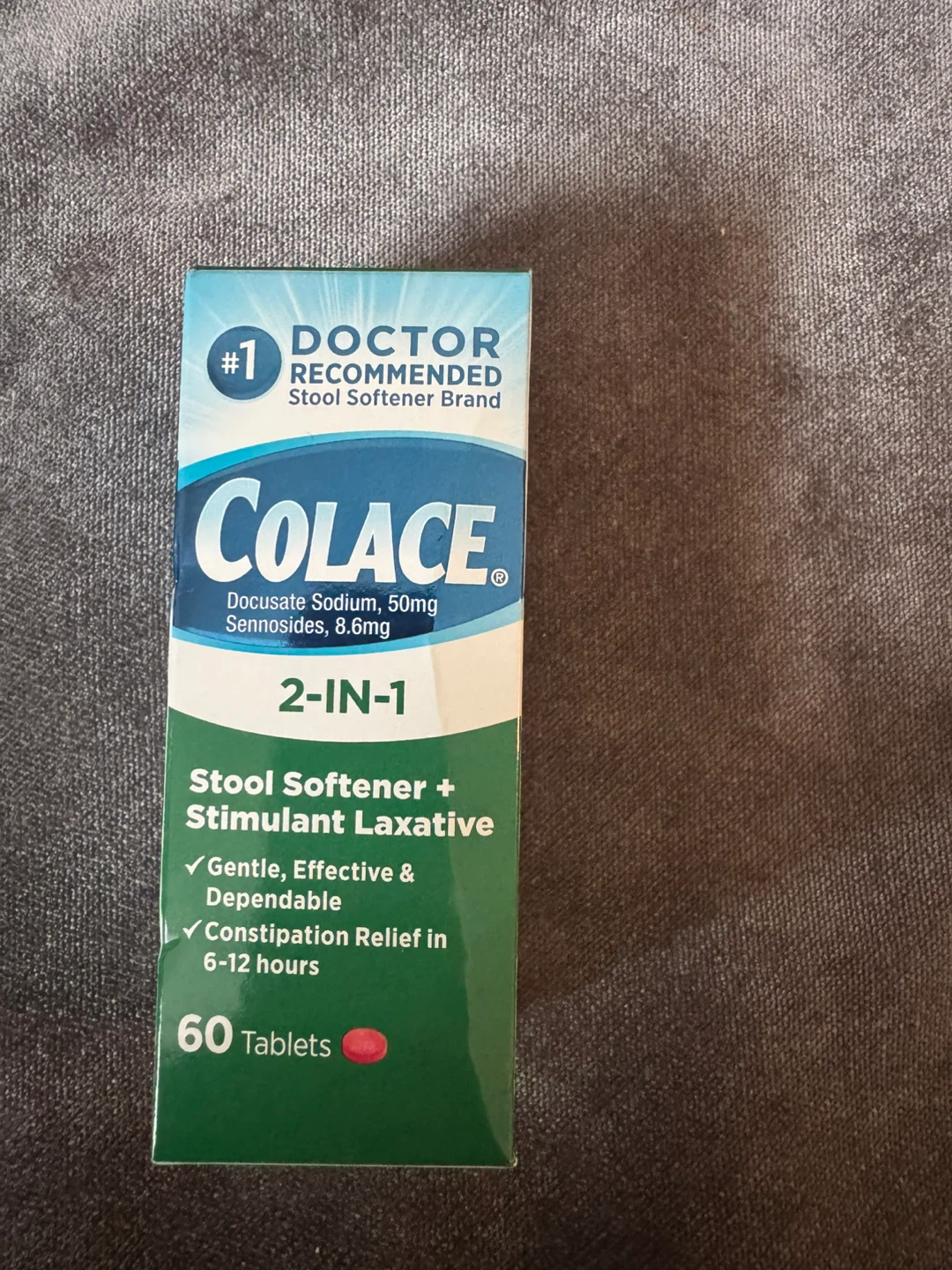 Colace 2-in-1 Stool Softener + Stimulant Laxative, 60 Tablets