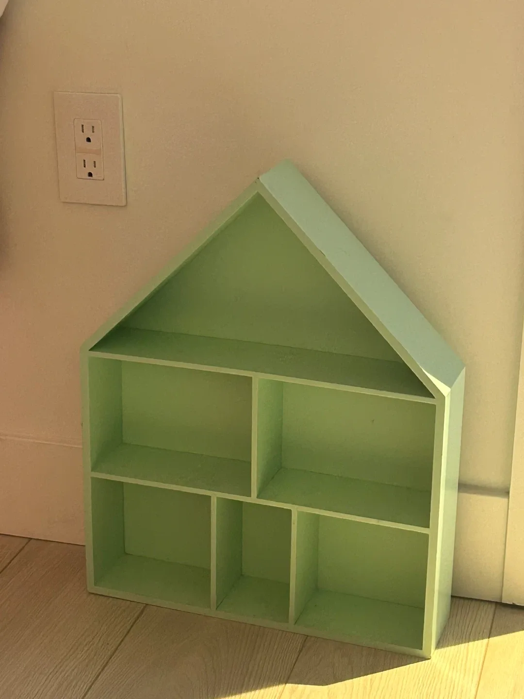 Mint Green House-Shaped Shelf