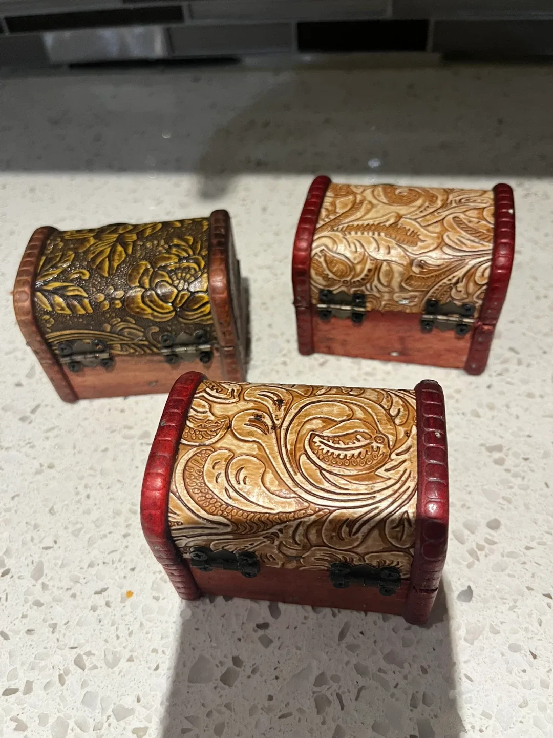 Set of 3 Decorative Wooden Treasure Chests image indicator(3)