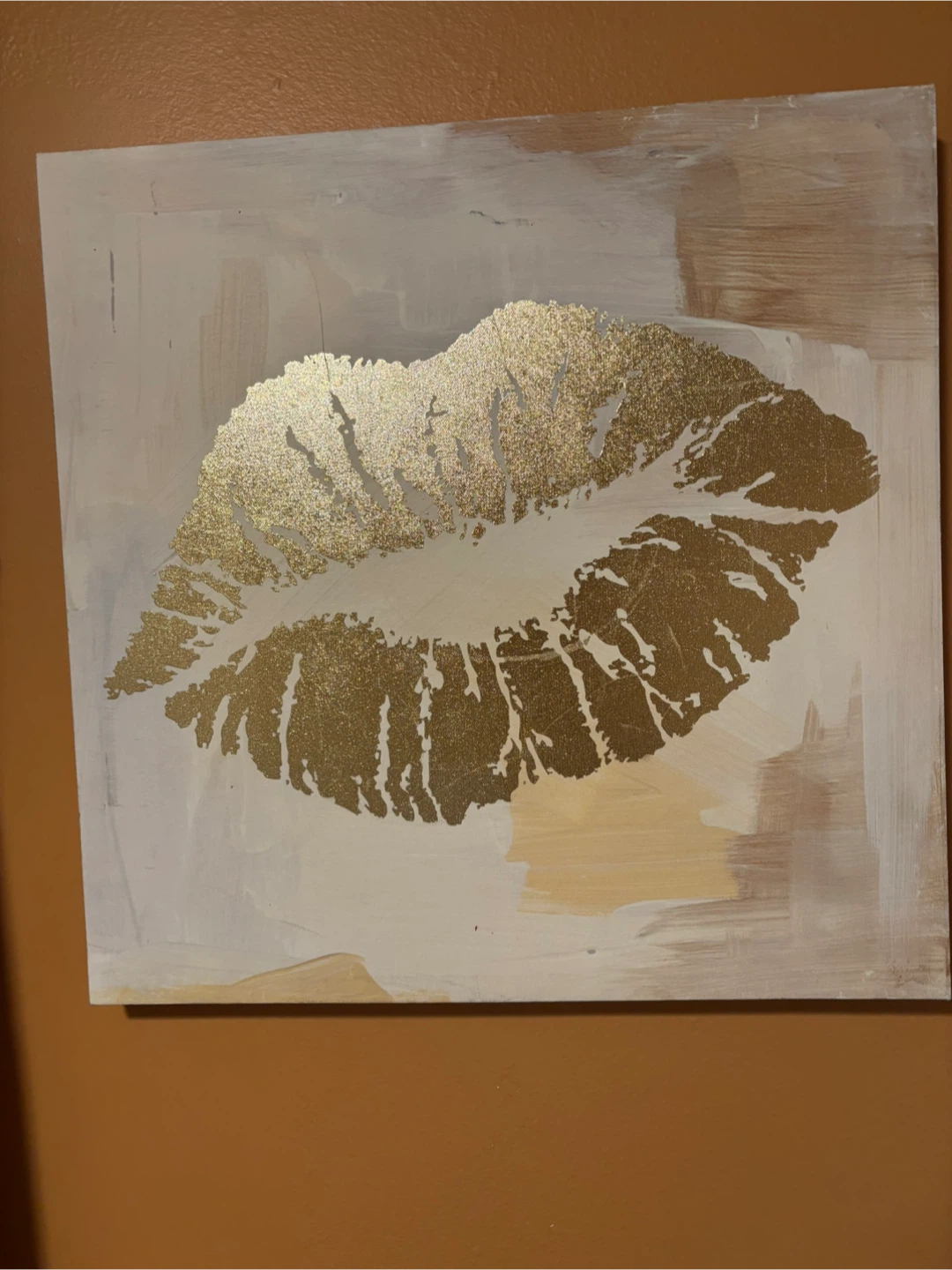 Gold Lips Canvas Wall Art