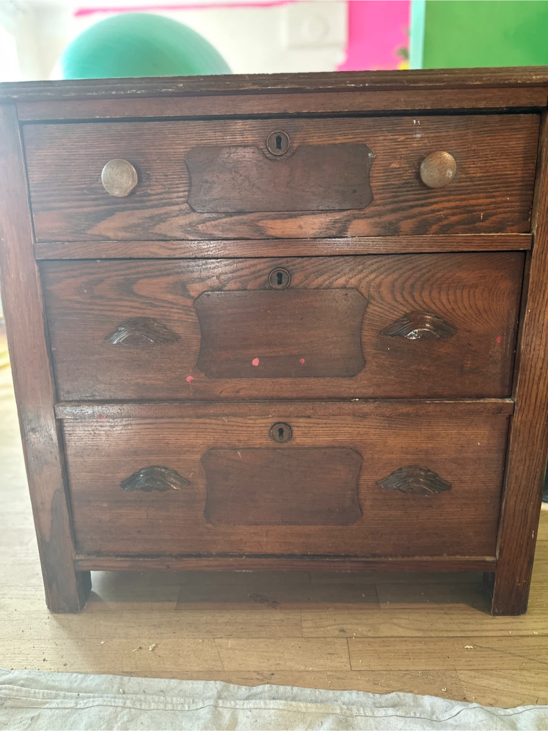 Vintage Wooden 3-Drawer Chest