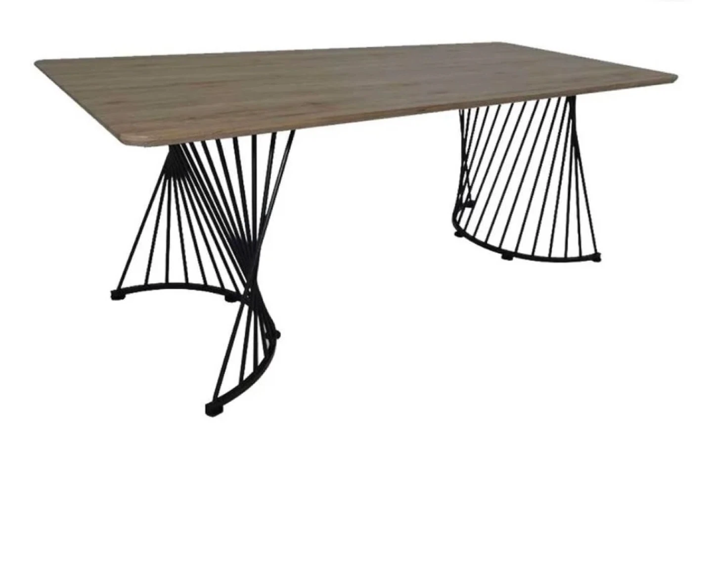 New Dining wood theme black base dining table