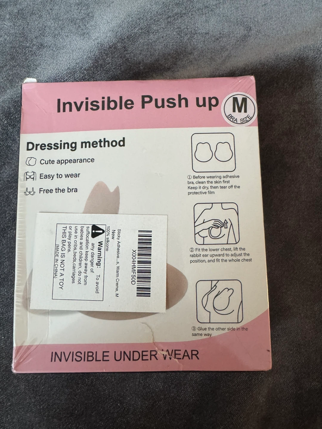 Invisible Push Up Bra - Size M - New
