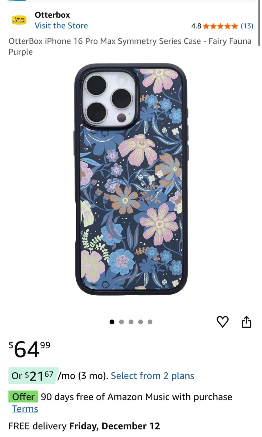 Otterbox iPhone 16 Pro Max Symmetry Case - Fairy Fauna Purple