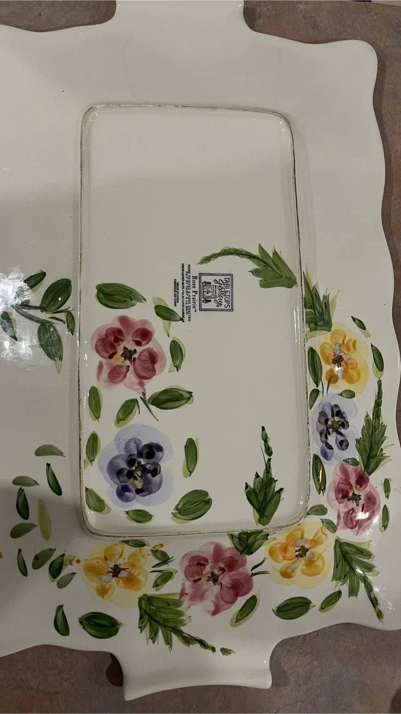 Tabletops Gallery Rose Prairie Hand Painted Tray image indicator(3)