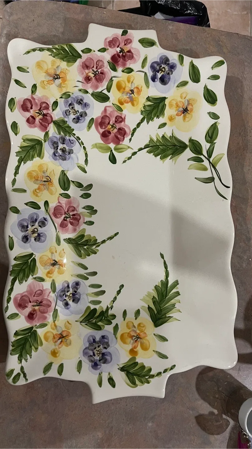 Tabletops Gallery Rose Prairie Hand Painted Tray