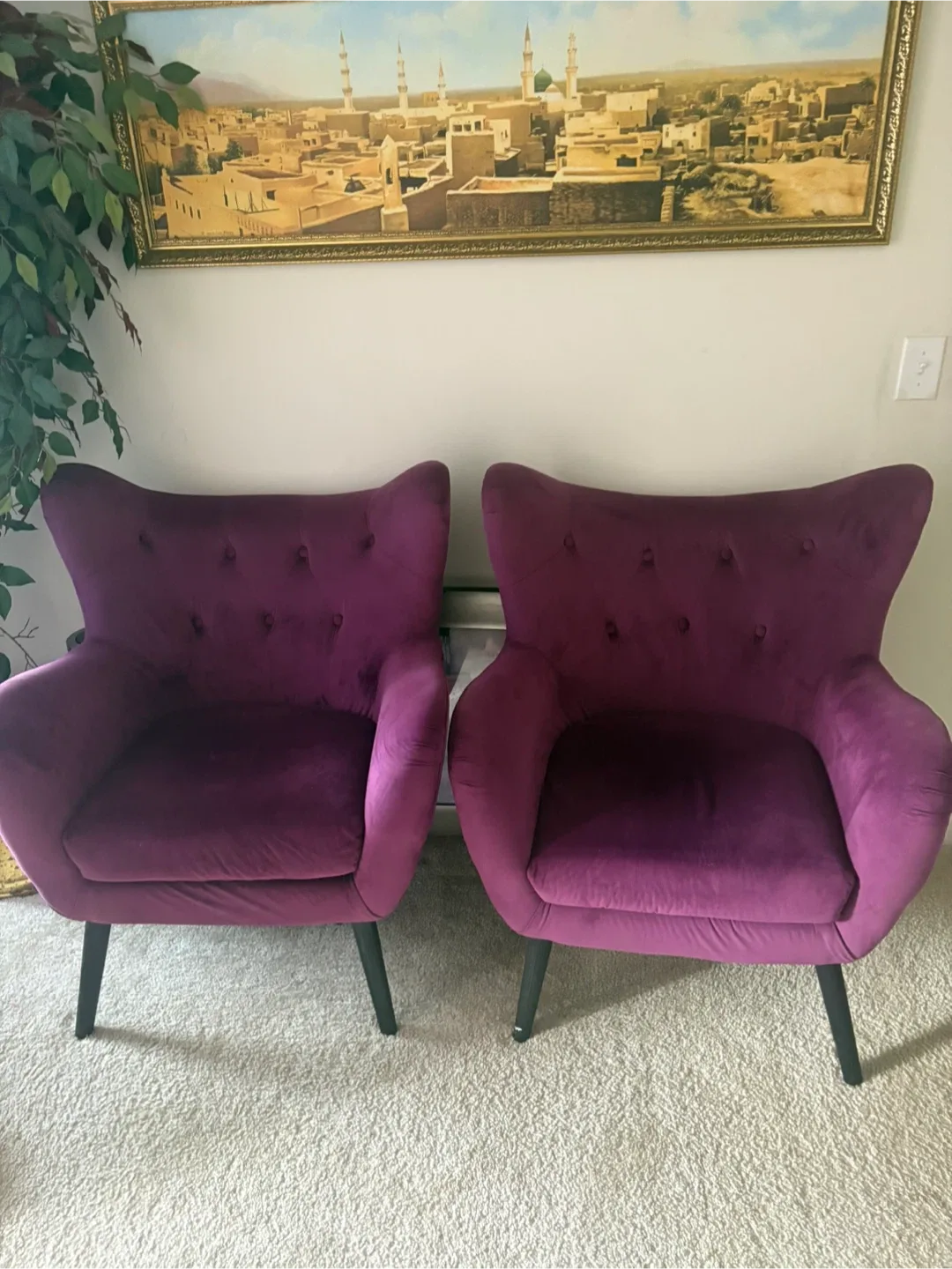 Purple Velvet Accent Chairs - Set of 2