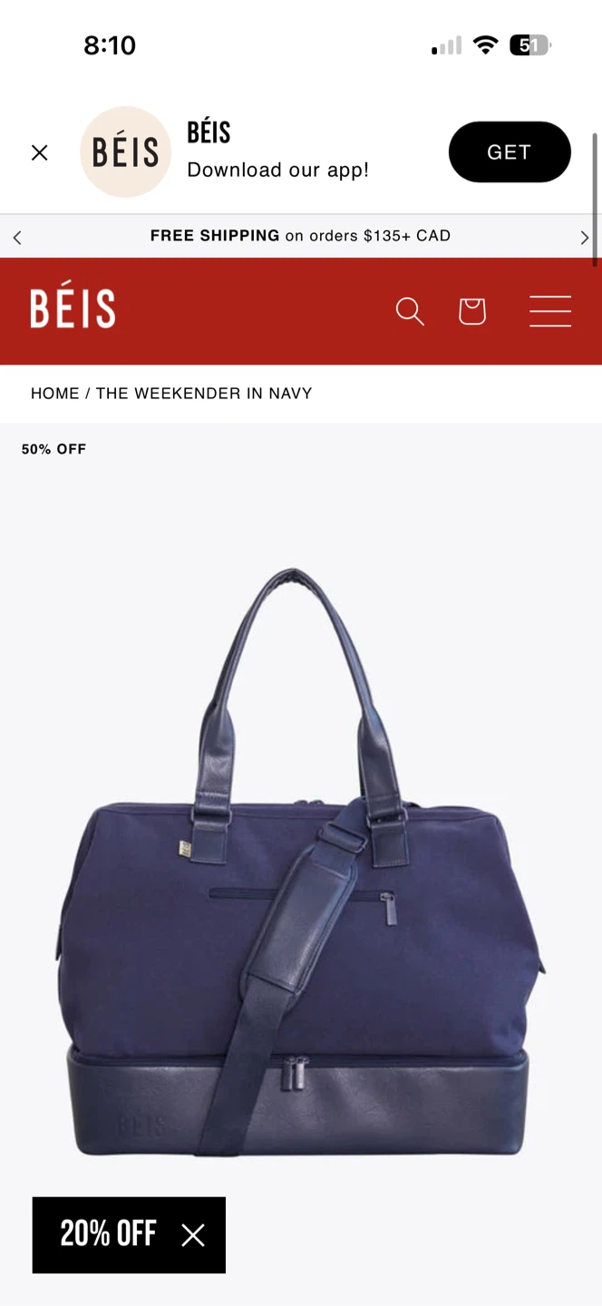 BÉIS Weekender Bag and Matching Toiletry Bag