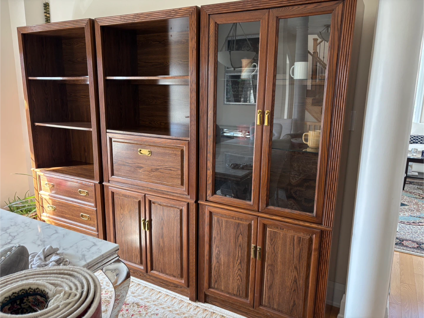 Wooden Bookcase/Shelf with Glass Cabinet - photo 4