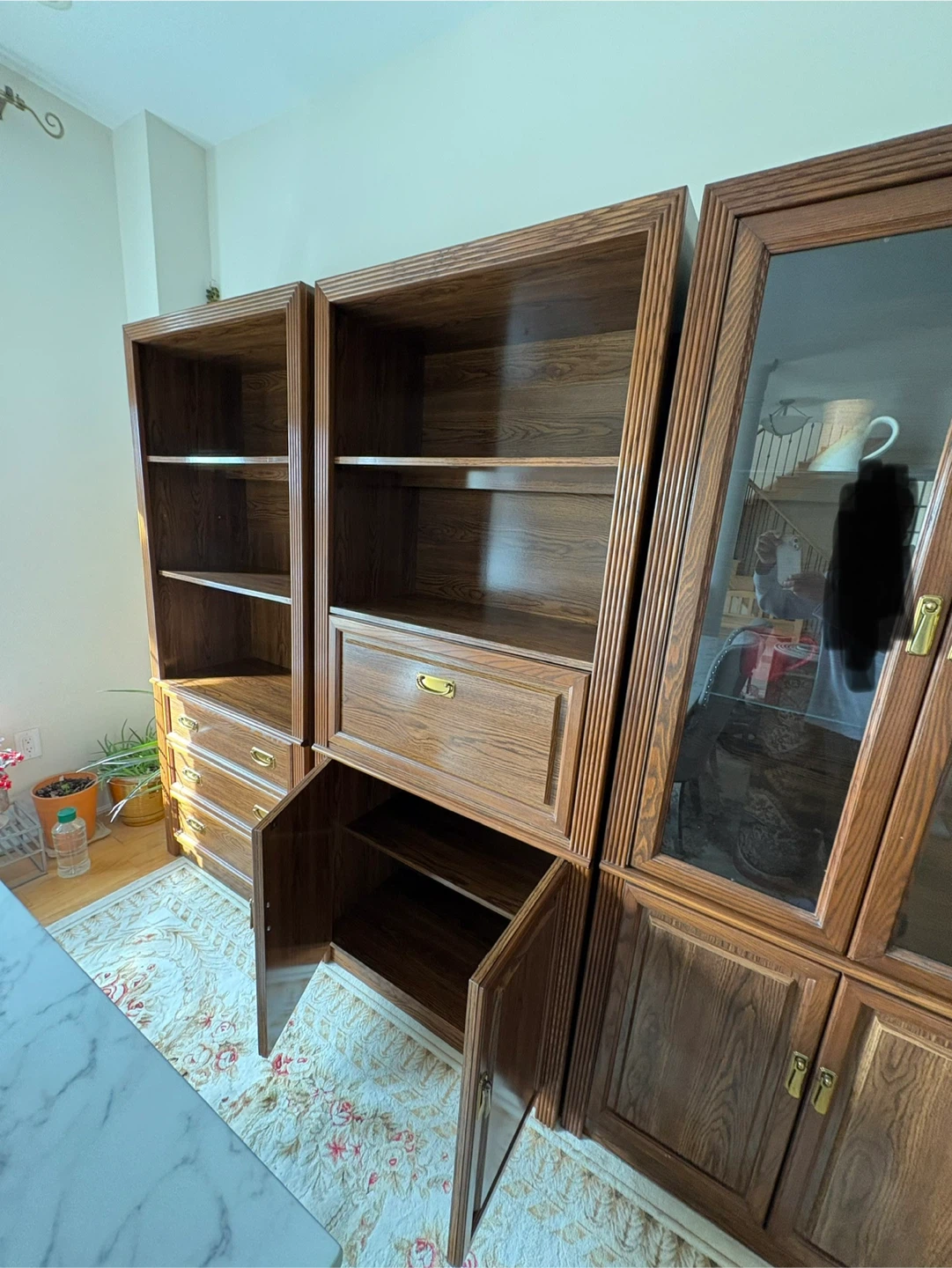 Wooden Bookcase/Shelf with Glass Cabinet - photo 2