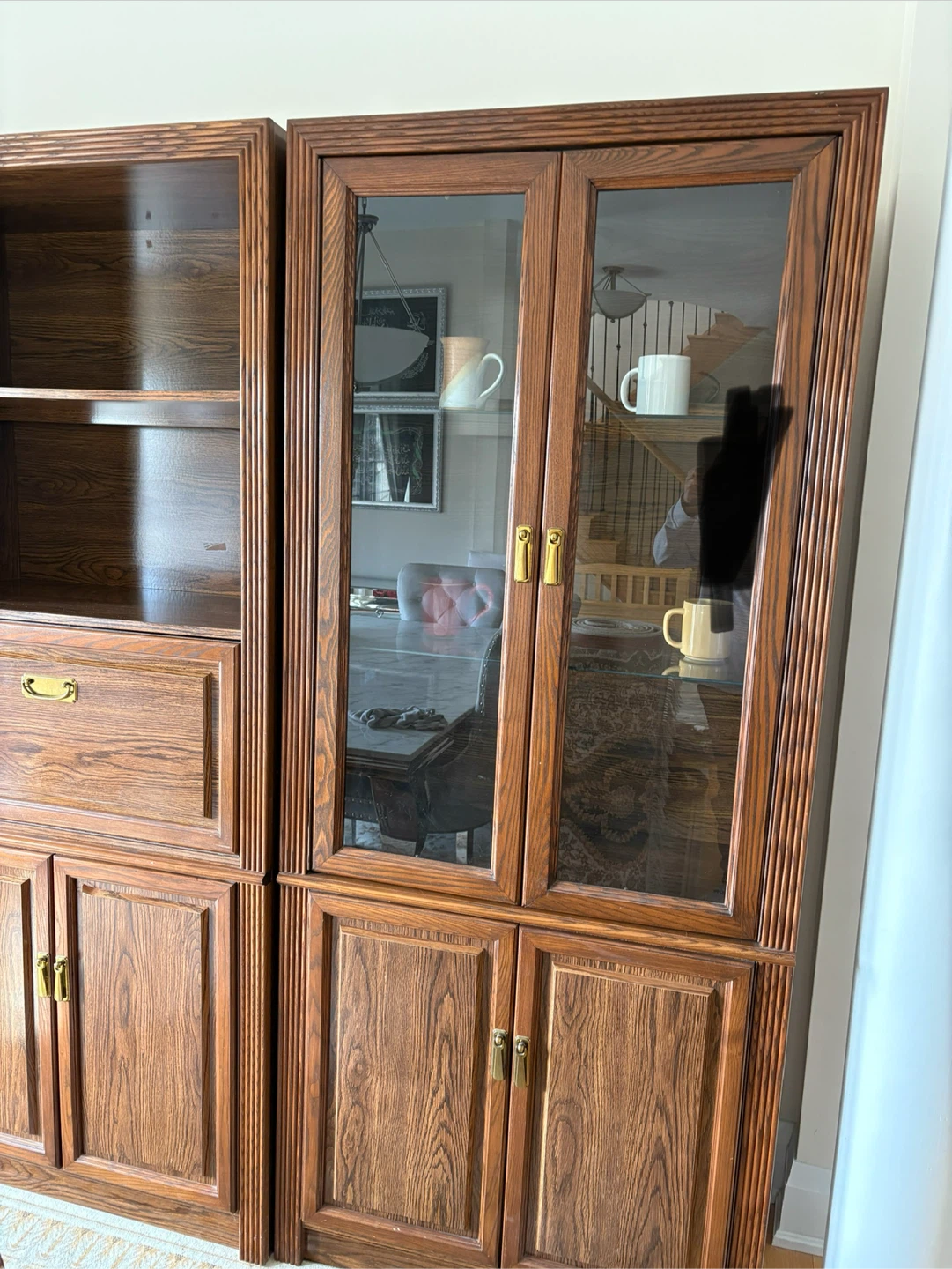 Wooden Bookcase/Shelf with Glass Cabinet - photo 5