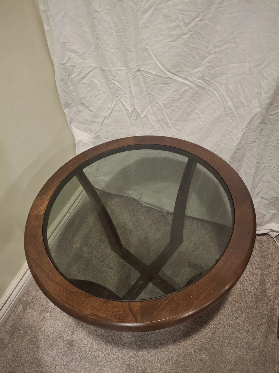 Glass Top Coffee Table - Brown Wood Frame - photo 2