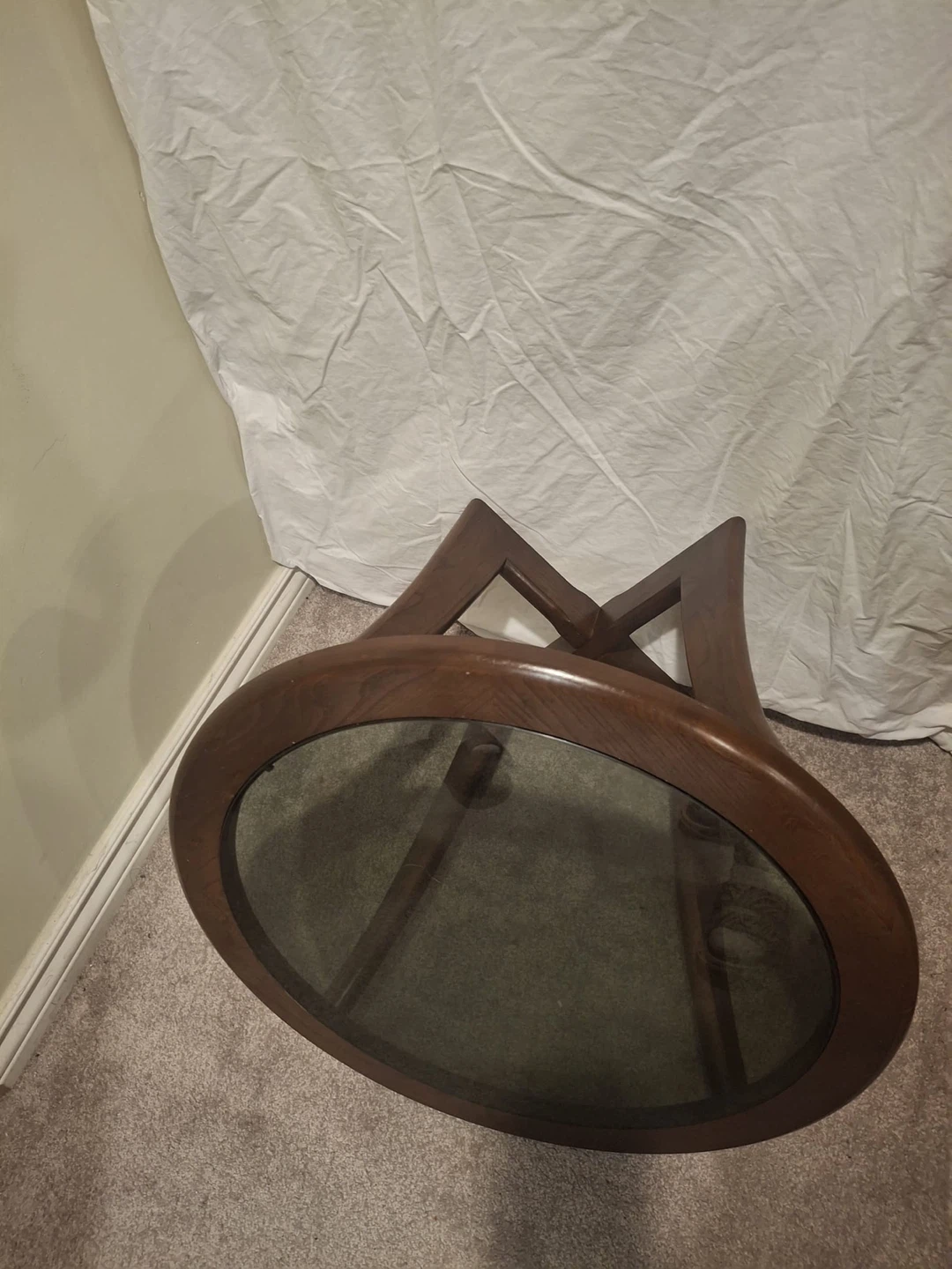 Glass Top Coffee Table - Brown Wood Frame - photo 3