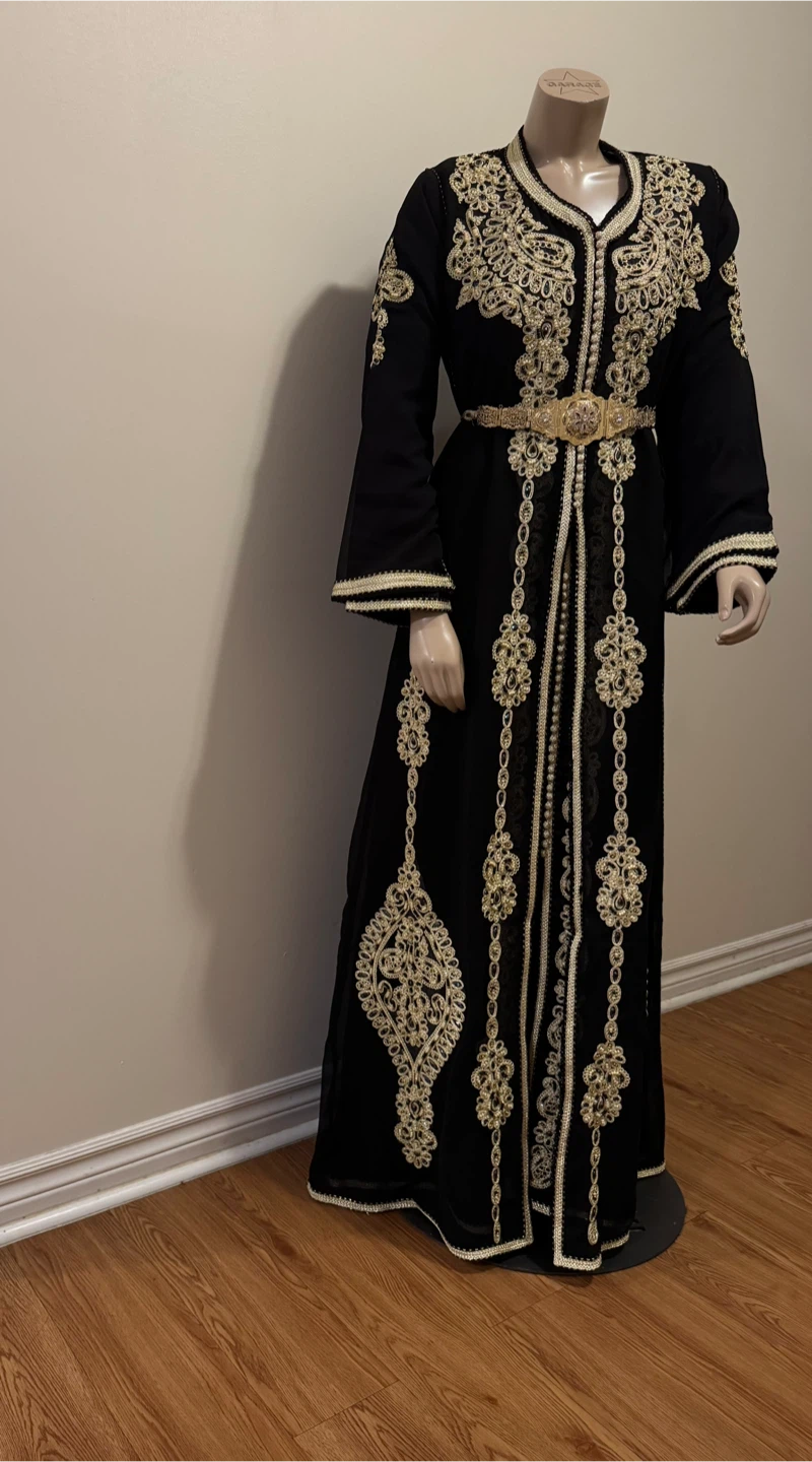 Black & Gold Embellished Kaftan