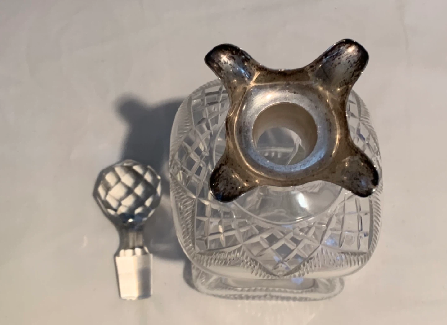 Vintage Crystal Decanter with Silver Collar - photo 3