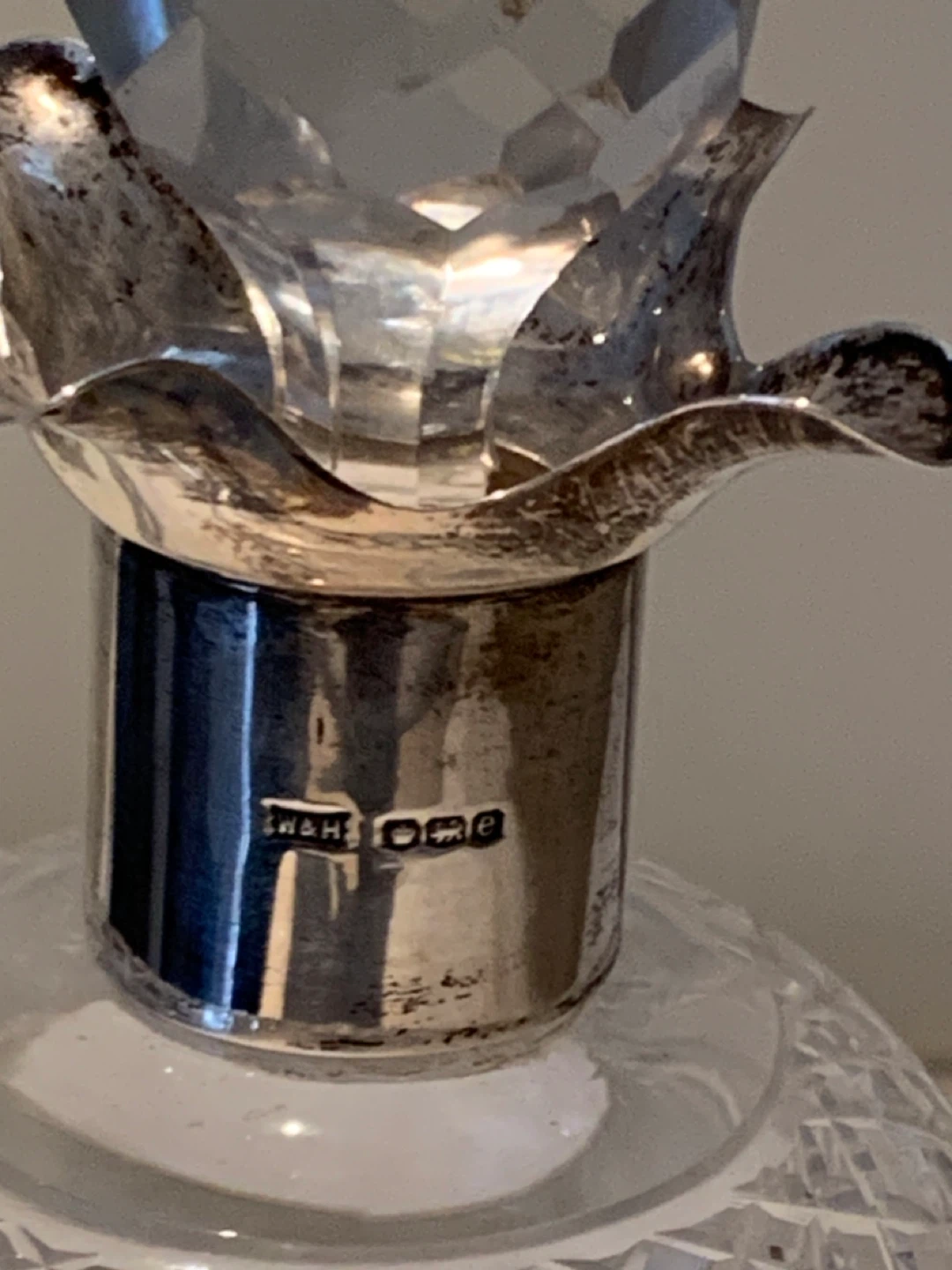 Vintage Crystal Decanter with Silver Collar - photo 2