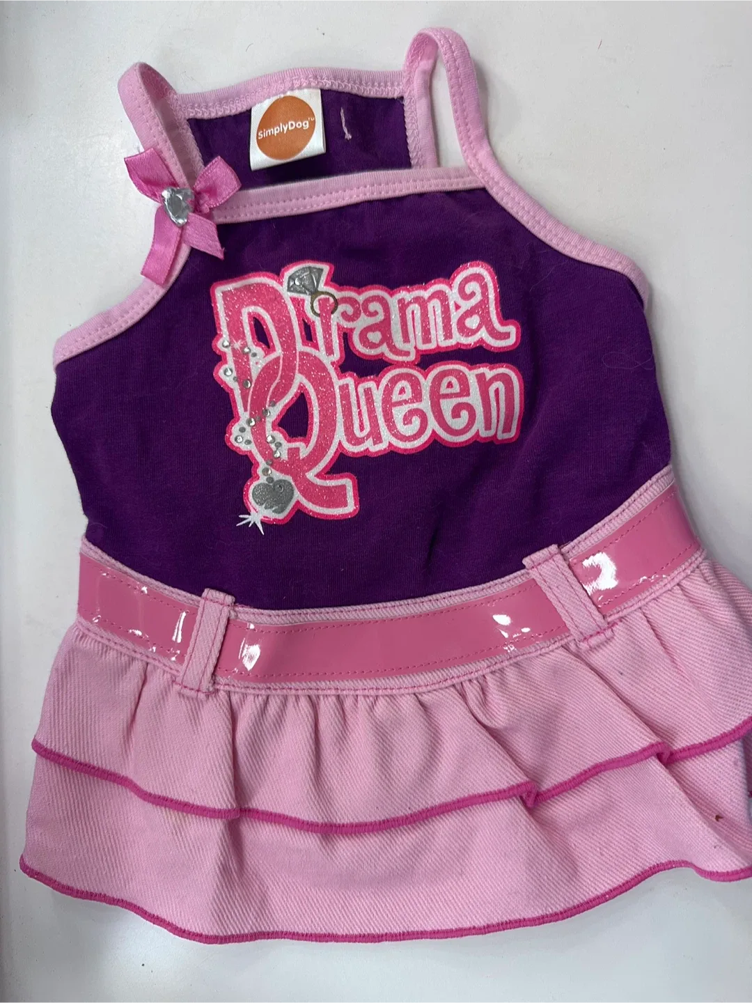 Simply Dog Drama Queen Dog Dress, Purple/Pink, Size Small