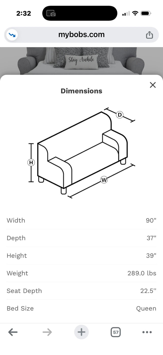 Bob's Furniture Queen Sleeper Sofa pull out - Gray - photo 5