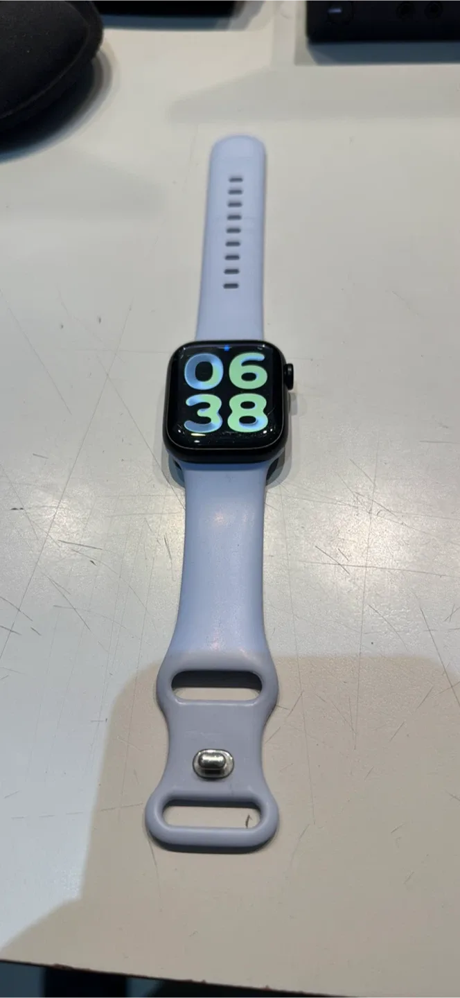 Apple Watch with Light Blue Band