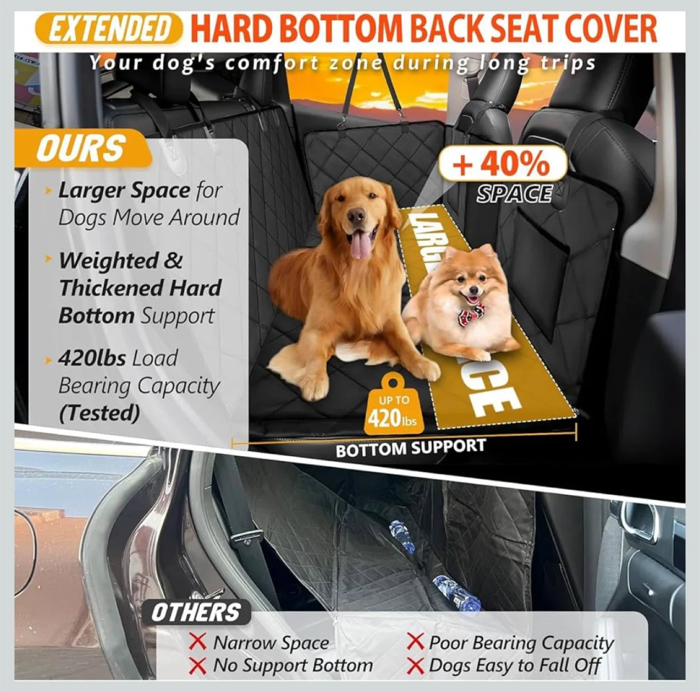 Extended Hard Bottom Back Seat Cover - Dog Car Seat image indicator(4)