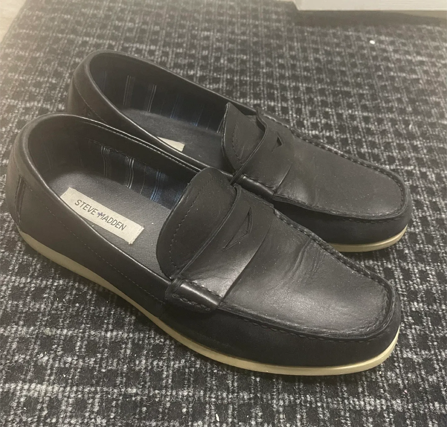 Steve Madden Black Leather Loafers