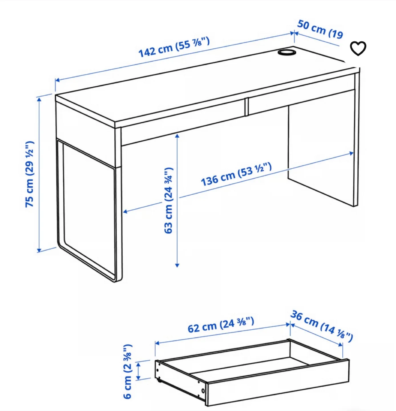 IKEA Desk with Drawers - White image indicator(5)