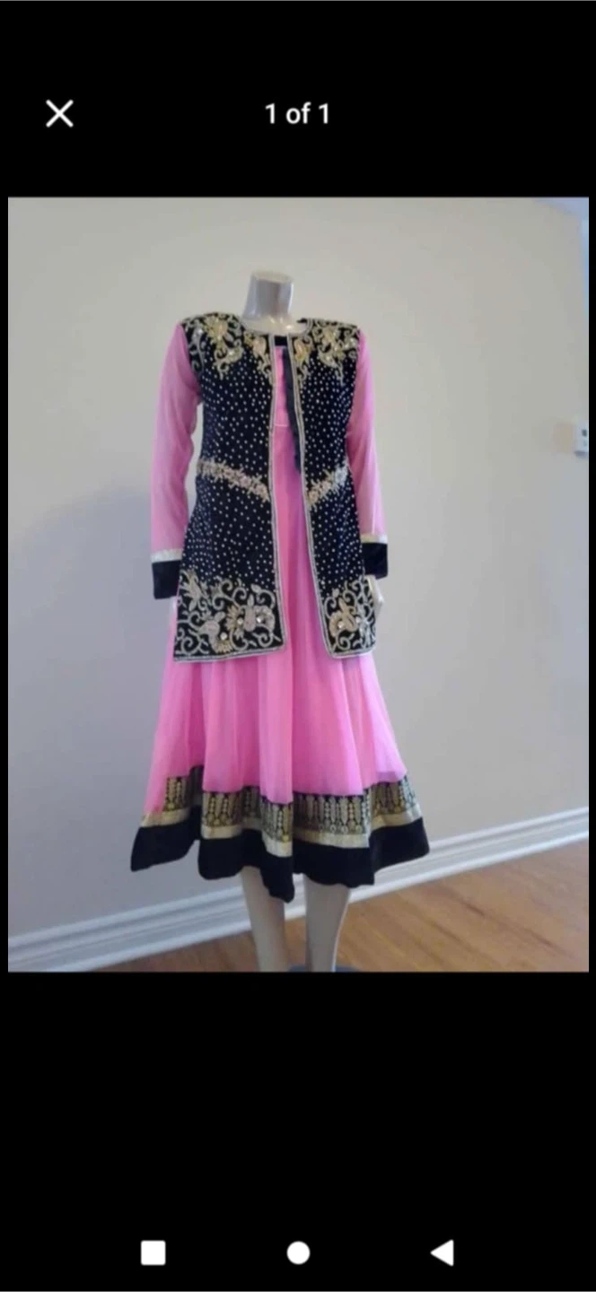 Pink & Black Embellished Dress with Jacket