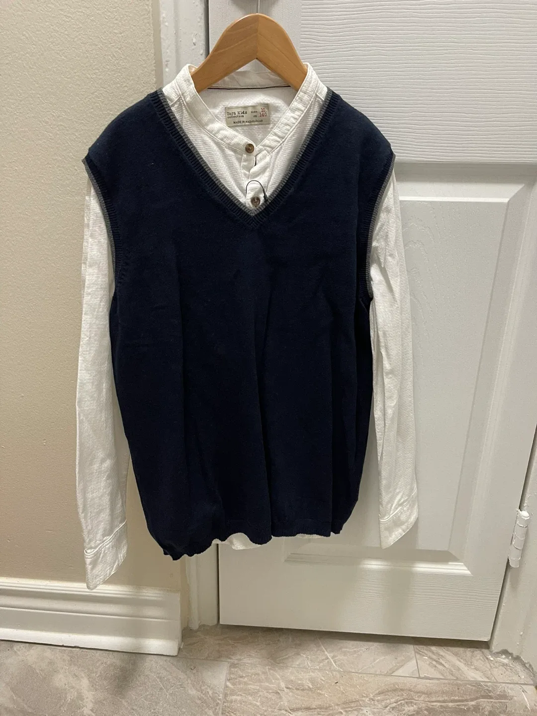 Zara Kids Navy Vest & Shirt Set - Size 10
