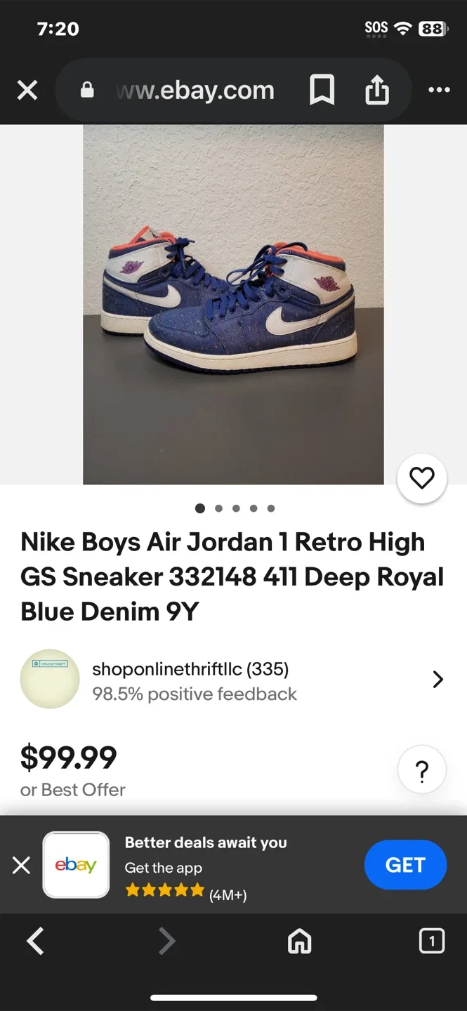 Nike Air Jordan 1 Retro High GS Blue Denim 9Y image indicator(3)